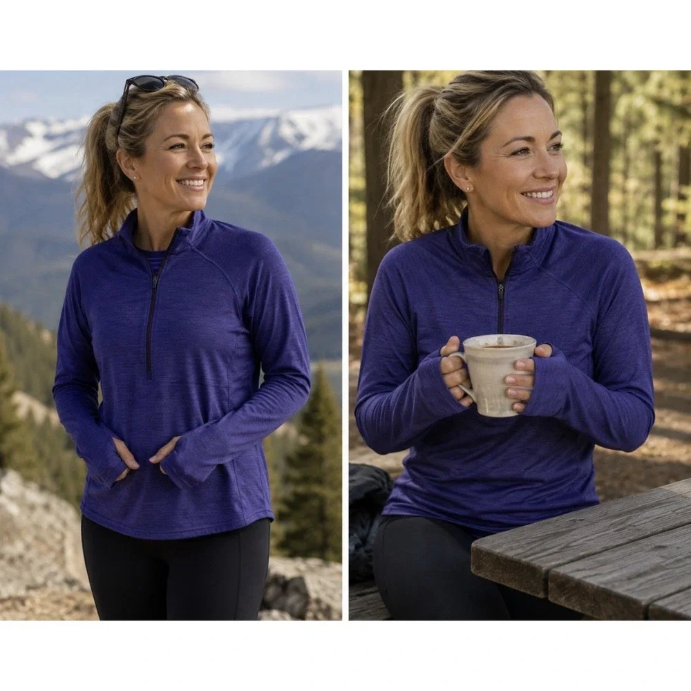 Patagonia Jacket Womens XL Purple Capilene 3 Midweight Polartec 1/4 Quarter Zip